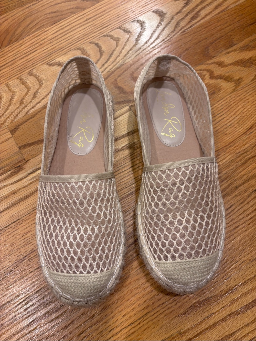 London Rag Beige Mesh Espadrille Slip-On Flats